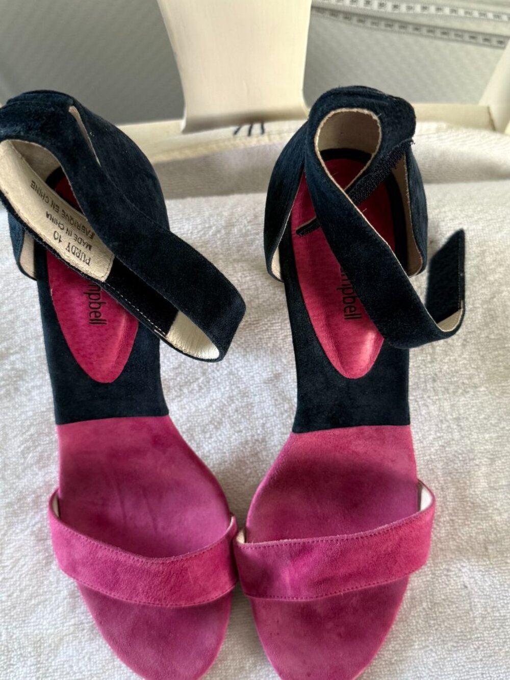 JEFFREY CAMPBELL PINK/BLUE SUEDE PURDY SANDALS SIZE 10